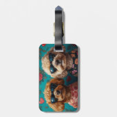 Goldendoodle met hartrozen Valentijnsdag Bagagelabel (Achterkant verticaal)