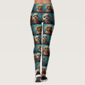 Goldendoodle met hartrozen Valentijnsdag Leggings (Achterkant)