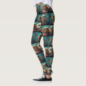 Goldendoodle met hartrozen Valentijnsdag Leggings (Links)