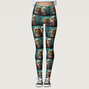 Goldendoodle met hartrozen Valentijnsdag Leggings