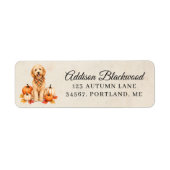 Goldendoodle met herfstpompoenen etiket (Voorkant)