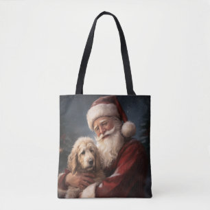 Goldendoodle met kerstman Feestelijke Kerstmis Tote Bag