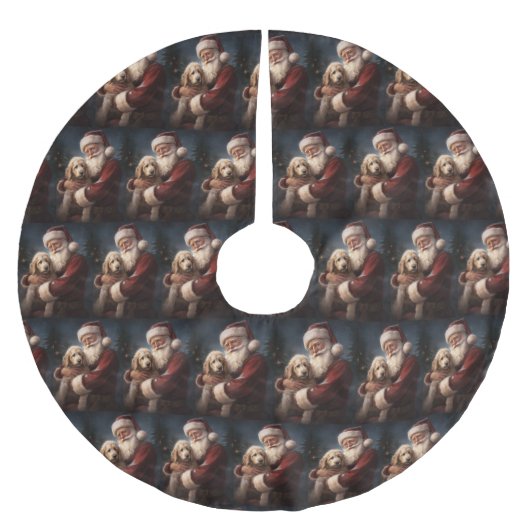 Goldendoodle met kerstman Festieve Kerst Kerstboom Rok (Voorkant)
