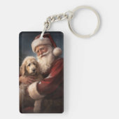 Goldendoodle met kerstman Festive Kerstmis Sleutelhanger (achterkant)