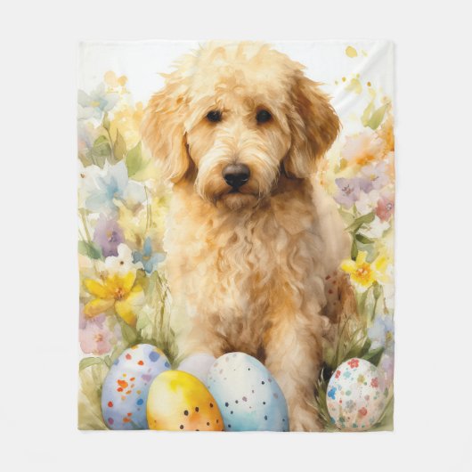 Goldendoodle met paaseieren fleece deken (Voorkant)