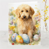 Goldendoodle met paaseieren kaart (Gele Bloem)