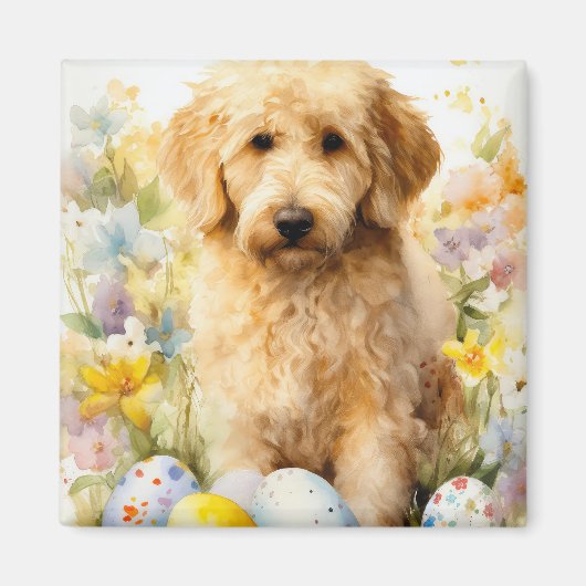 Goldendoodle met paaseieren magneet (Voorkant)