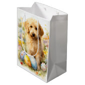 Goldendoodle met paaseieren medium cadeauzakje (Achterkant Gekanteld)