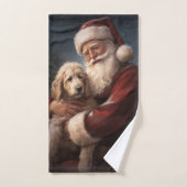 Goldendoodle Met Sinterklaas Feestelijke Kerstmis Bad Handdoek (Handdoek)