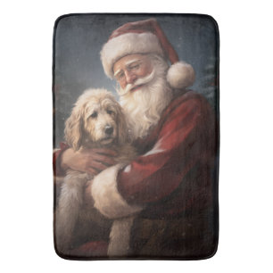 Goldendoodle Met Sinterklaas Feestelijke Kerstmis Badmat