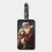 Goldendoodle Met Sinterklaas Feestelijke Kerstmis Bagagelabel (Achterkant verticaal)