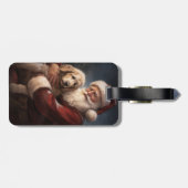 Goldendoodle Met Sinterklaas Feestelijke Kerstmis Bagagelabel (Achterkant horizontaal)