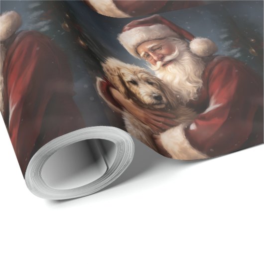 Goldendoodle Met Sinterklaas Feestelijke Kerstmis Cadeaupapier (Rol Hoek)