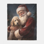Goldendoodle Met Sinterklaas Feestelijke Kerstmis Fleece Deken (Voorkant)