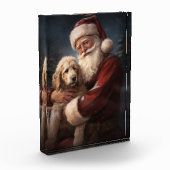Goldendoodle Met Sinterklaas Feestelijke Kerstmis Fotoblokken (Links)