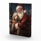 Goldendoodle Met Sinterklaas Feestelijke Kerstmis Fotoblokken (Rechts)
