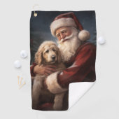 Goldendoodle Met Sinterklaas Feestelijke Kerstmis Golfhanddoek (Insitu)