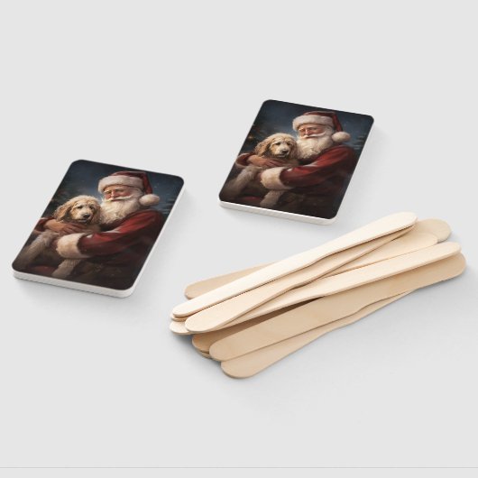 Goldendoodle Met Sinterklaas Feestelijke Kerstmis Handwaaier (Niet-gemonteerd)