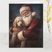 Goldendoodle Met Sinterklaas Feestelijke Kerstmis Kaart (Gele Bloem)