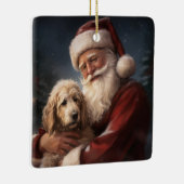 Goldendoodle Met Sinterklaas Feestelijke Kerstmis Keramisch Ornament (Rechts)