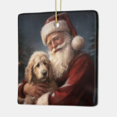 Goldendoodle Met Sinterklaas Feestelijke Kerstmis Keramisch Ornament (Links)