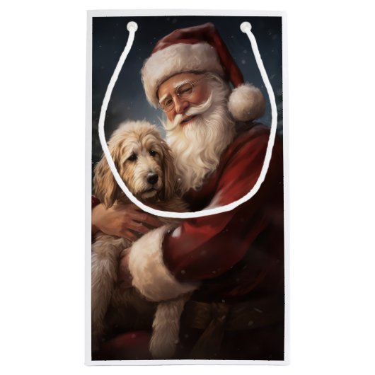 Goldendoodle Met Sinterklaas Feestelijke Kerstmis Klein Cadeauzakje (Achterkant)