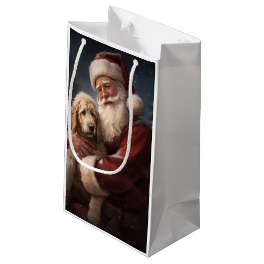 Goldendoodle Met Sinterklaas Feestelijke Kerstmis Klein Cadeauzakje (Achterkant Gekanteld)