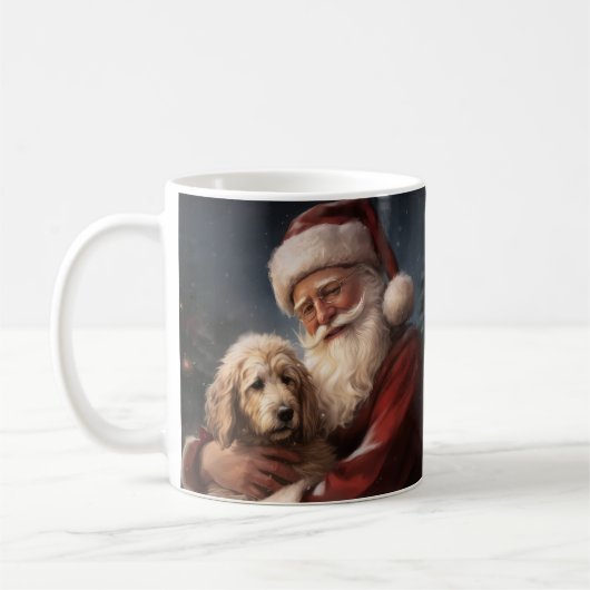 Goldendoodle Met Sinterklaas Feestelijke Kerstmis Koffiemok (Links)