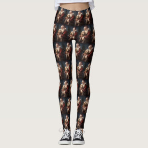 Goldendoodle Met Sinterklaas Feestelijke Kerstmis Leggings