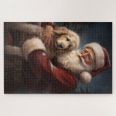 Goldendoodle Met Sinterklaas Feestelijke Kerstmis Legpuzzel (Horizontaal)
