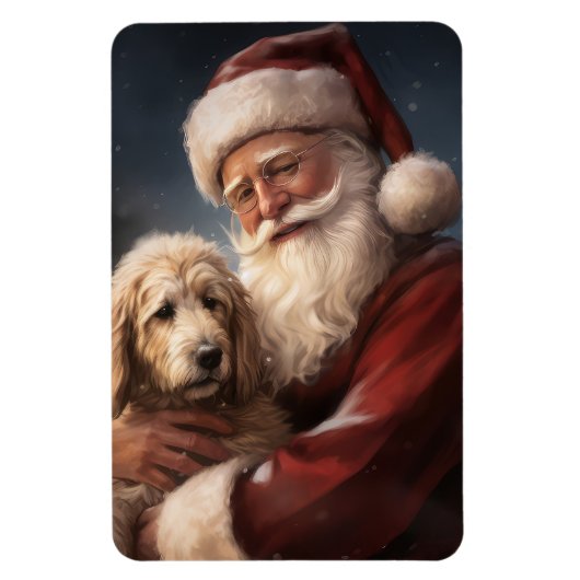 Goldendoodle Met Sinterklaas Feestelijke Kerstmis Magneet (Verticaal)