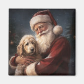 Goldendoodle Met Sinterklaas Feestelijke Kerstmis Magneet (Voorkant)