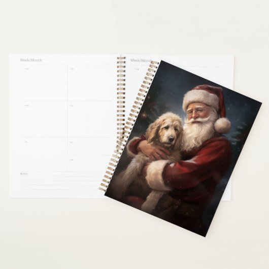 Goldendoodle Met Sinterklaas Feestelijke Kerstmis Planner (Display)