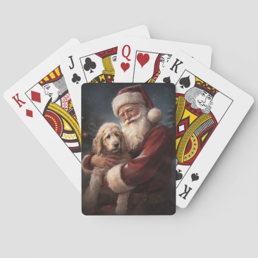 Goldendoodle Met Sinterklaas Feestelijke Kerstmis Pokerkaarten (Achterkant)