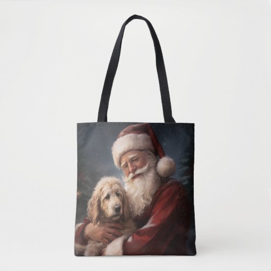 Goldendoodle Met Sinterklaas Feestelijke Kerstmis Tote Bag (Voorkant)