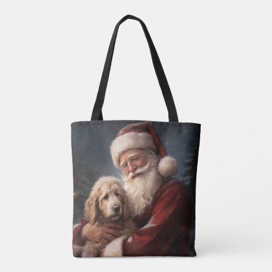 Goldendoodle Met Sinterklaas Feestelijke Kerstmis Tote Bag (Achterkant)