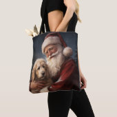 Goldendoodle Met Sinterklaas Feestelijke Kerstmis Tote Bag (Dichtbij)
