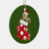 Goldendoodle met Socking Keramisch Ornament (Rechts)