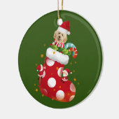 Goldendoodle met Socking Keramisch Ornament (Links)