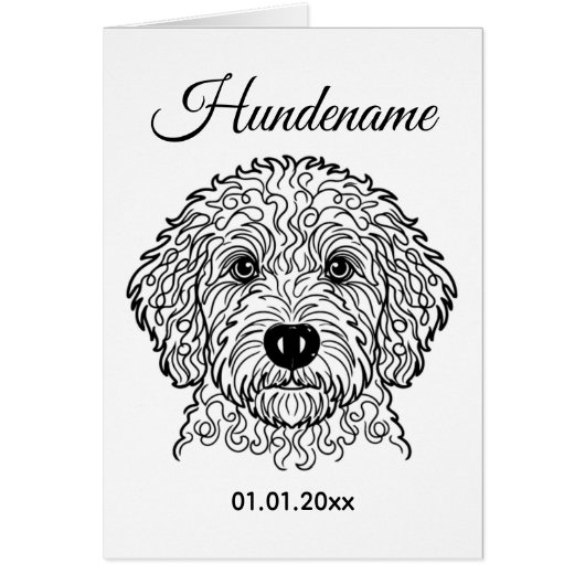 Goldendoodle Minimalist Line Art Personalized card (Voorkant)