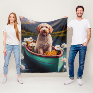 Goldendoodle op een peddel: Een landschappelijk av Fleece Deken