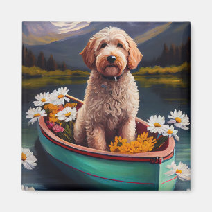 Goldendoodle op een peddel: Een landschappelijk av Magneet
