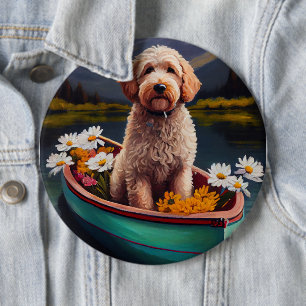 Goldendoodle op een peddel: Een landschappelijk av Ronde Button 6,0 Cm