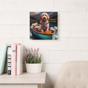 Goldendoodle op een peddel: Een landschappelijk av Vierkante Klok