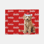 Goldendoodle op rode naam met kersthond fleece deken (Voorkant (Horizontaal))