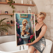 Goldendoodle op Toilet Funny Badkamer Art Print