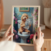 Goldendoodle op Toilet Funny Badkamer Art Print