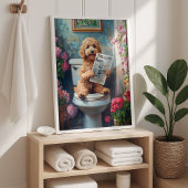 Goldendoodle op Toilet Funny Badkamer Art Print