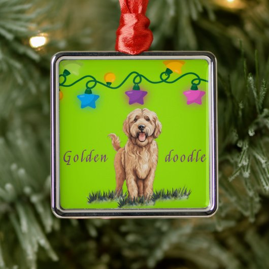 Goldendoodle Ornament op groen (Boom)