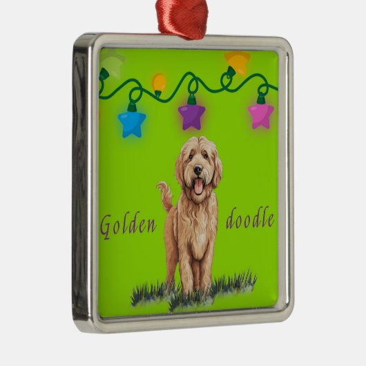 Goldendoodle Ornament op groen (Rechts)